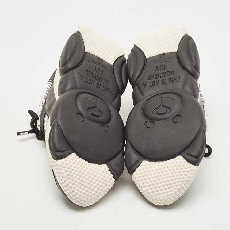 Pre Owned Moschino Black/White Mesh and Leather Bubble Teddy Low Top Sneakers Size 42
