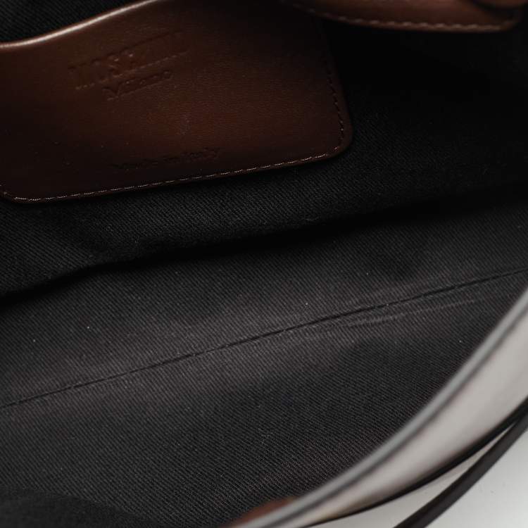 Pre Owned Moschino Tie Me Small Brown Leather Top Handle Bag