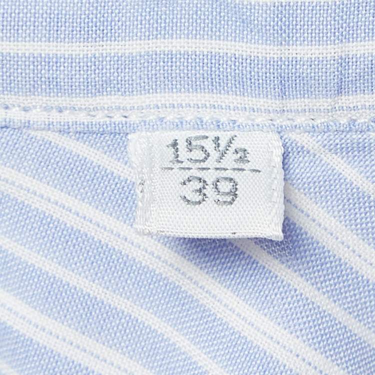 Pre Owned Moschino Blue Pinstripe Cotton Slim Fit Shirt M