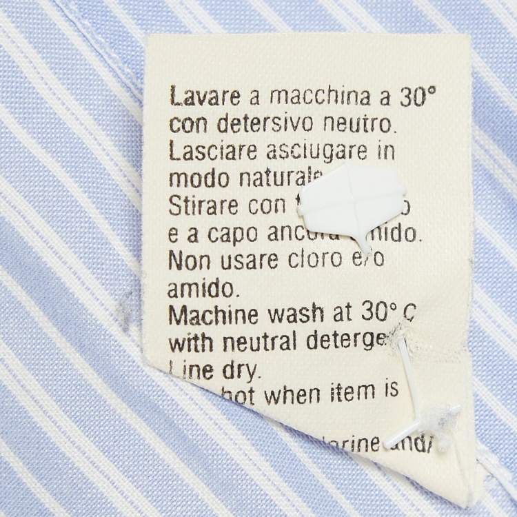 Pre Owned Moschino Blue Pinstripe Cotton Slim Fit Shirt M