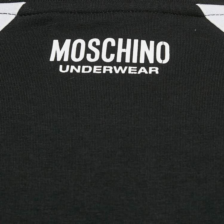 Pre Owned Moschino Underwear Black Cotton Logo Tape Detail Crew Neck Sweatshirt L
