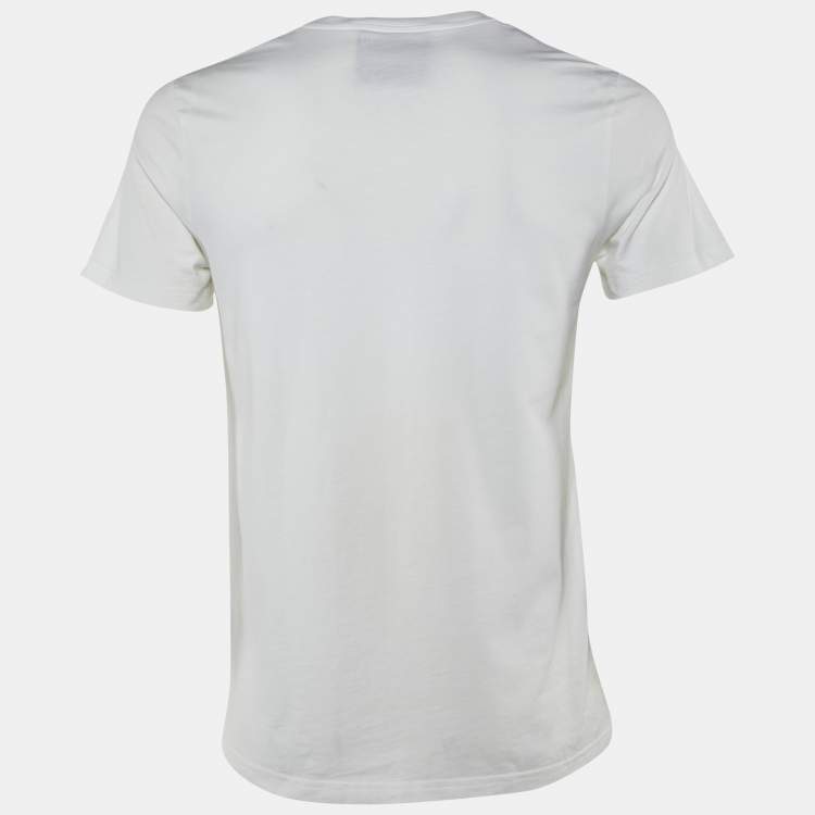 Pre Owned Moschino Couture Off White Logo Print Cotton Crew Neck T-Shirt XS