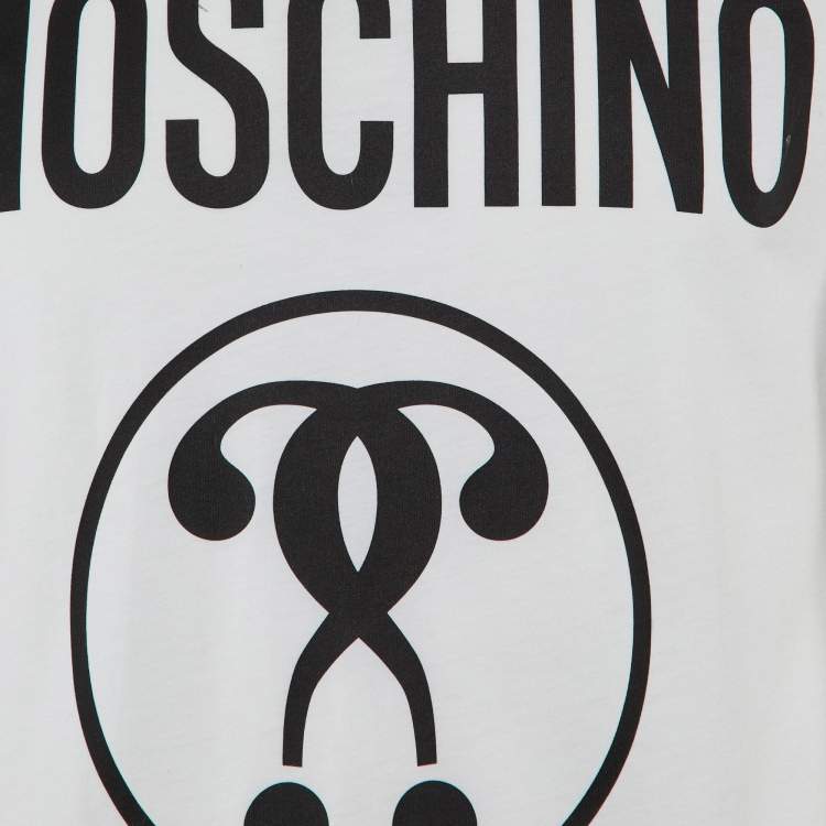 Pre Owned Moschino Couture Off White Logo Print Cotton Crew Neck T-Shirt XS
