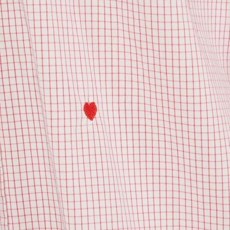 Pre Owned Moschino Pink Check Print Cotton Full Sleeve Shirt XL