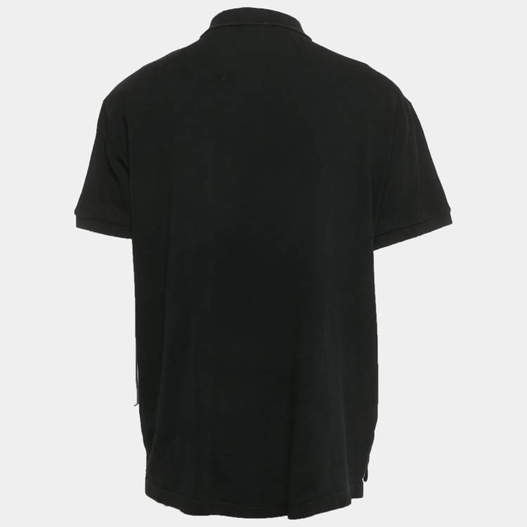 مملوكة مسبقًا Moschino Black Teddy Applique Cotton Knit Polo T-Shirt 3XL
