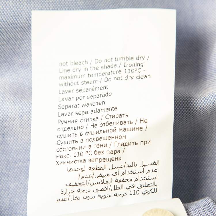 Pre Owned Moschino Couture Light Blue Cotton Oxford Heart Applique Shirt XXL