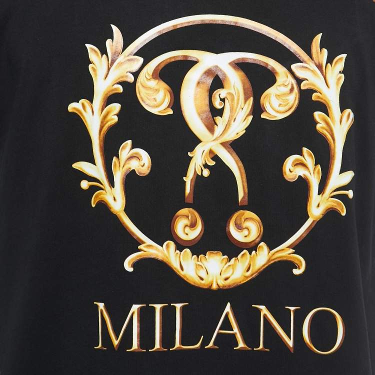 Pre Owned Moschino Black Logo Print Cotton Crew Neck Half Sleeve T-Shirt XS