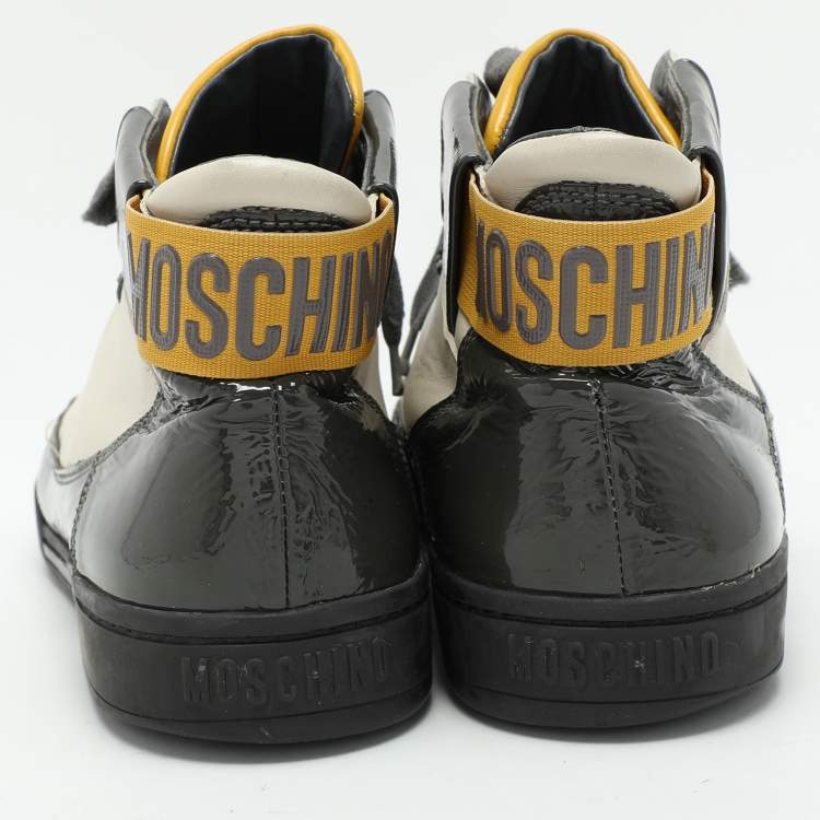 Pre Owned Moschino Tricolor Patent and Leather High Top Sneakers Size 44