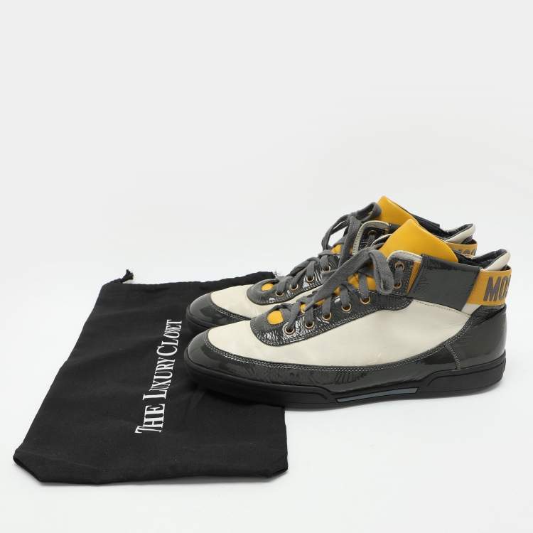 Pre Owned Moschino Tricolor Patent and Leather High Top Sneakers Size 44