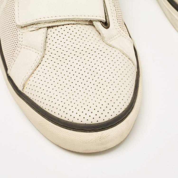 Pre Owned Moschino Cream Leather Slip On Sneakers Size 44