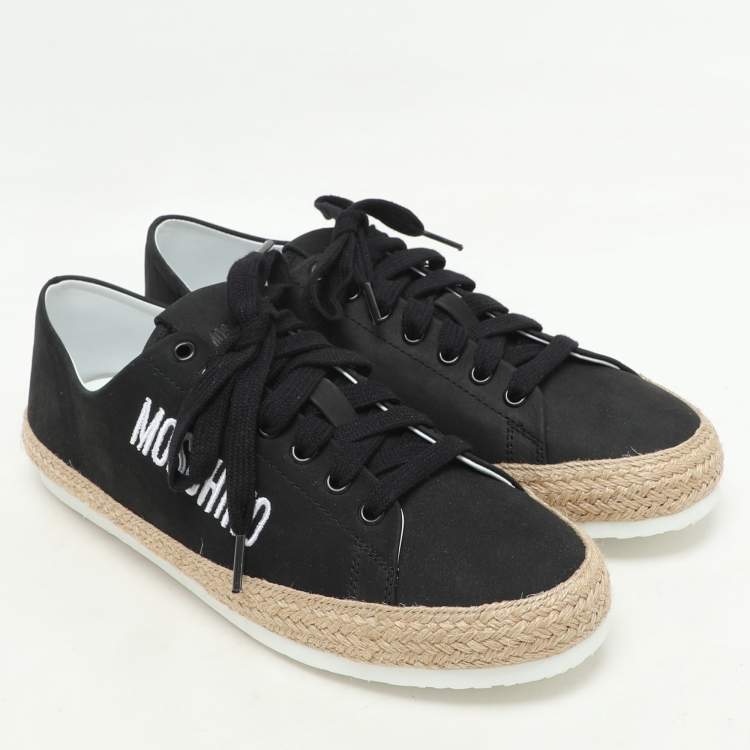 Pre Owned Moschino Black Jute and Nubuck Leather Low Top Sneakers Size 42