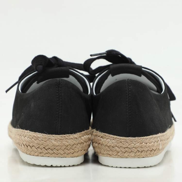 Pre Owned Moschino Black Jute and Nubuck Leather Low Top Sneakers Size 42