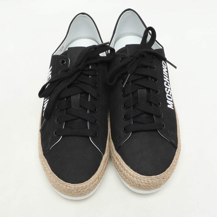 Pre Owned Moschino Black Jute and Nubuck Leather Low Top Sneakers Size 42