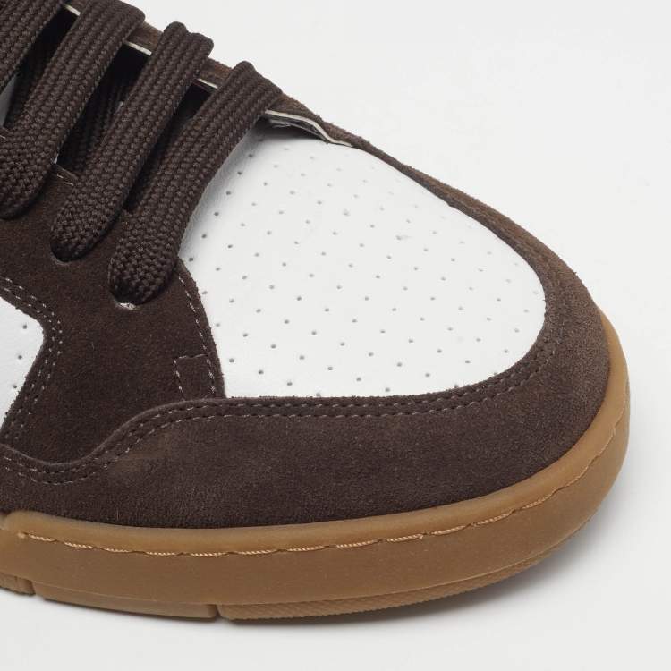 Pre Owned Moschino Panelled Size 42 Multicolor Leather and Suede Lace Up Sneakers