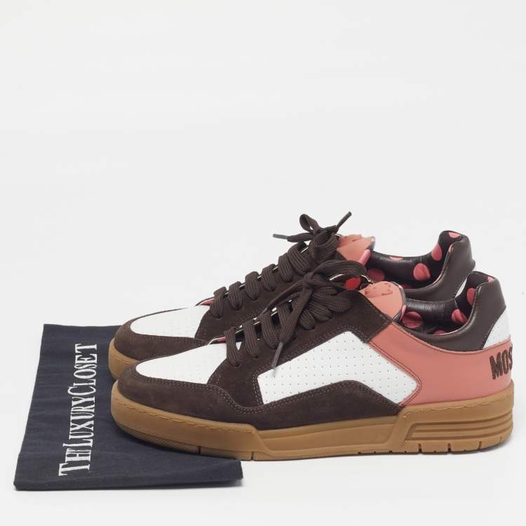 Pre Owned Moschino Panelled Size 42 Multicolor Leather and Suede Lace Up Sneakers
