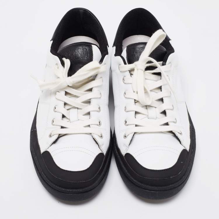 Pre Owned Moschino White Leather Low Top Sneakers Size 44