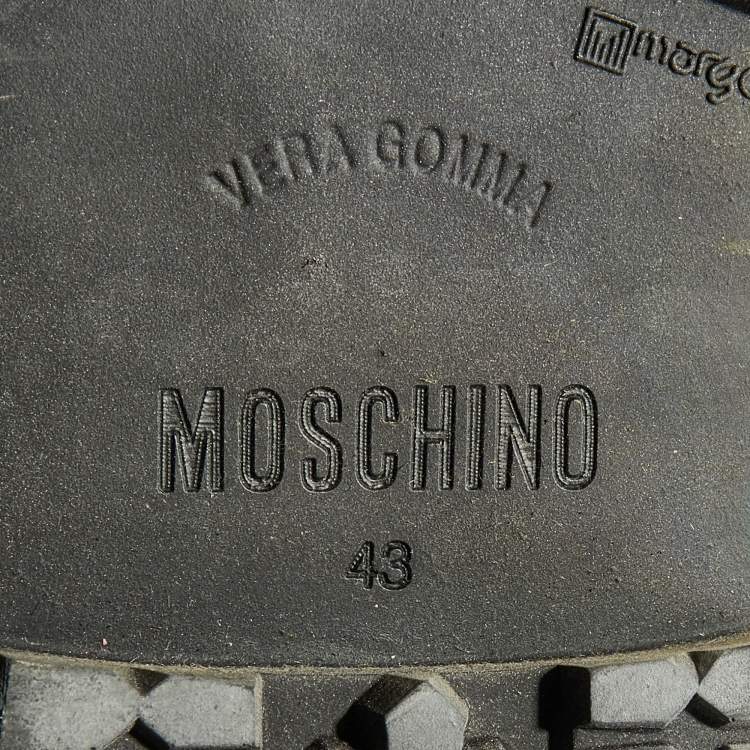 Pre Owned Moschino Tricolor Leopard Print Fur Ankle Length Boots Size 43