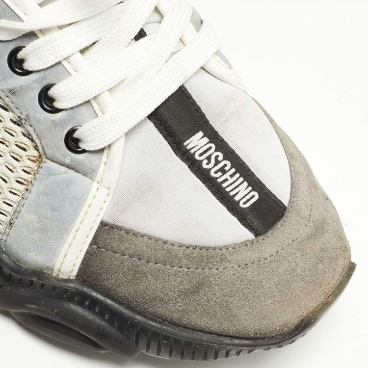 Pre Owned Moschino Black/White Mesh and Suede Low Top Sneakers Size 43