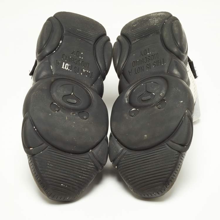 Pre Owned Moschino Black/White Mesh and Suede Low Top Sneakers Size 43