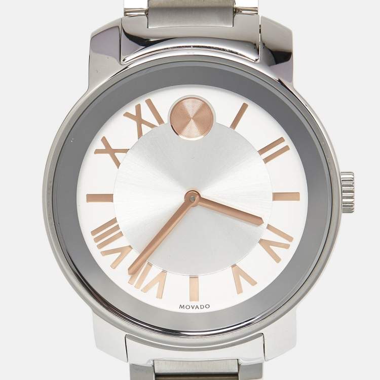 Pre Owned Movado Silver Dial Stainless Steel Bold 3600196 Men's Wristwatch 39 mm