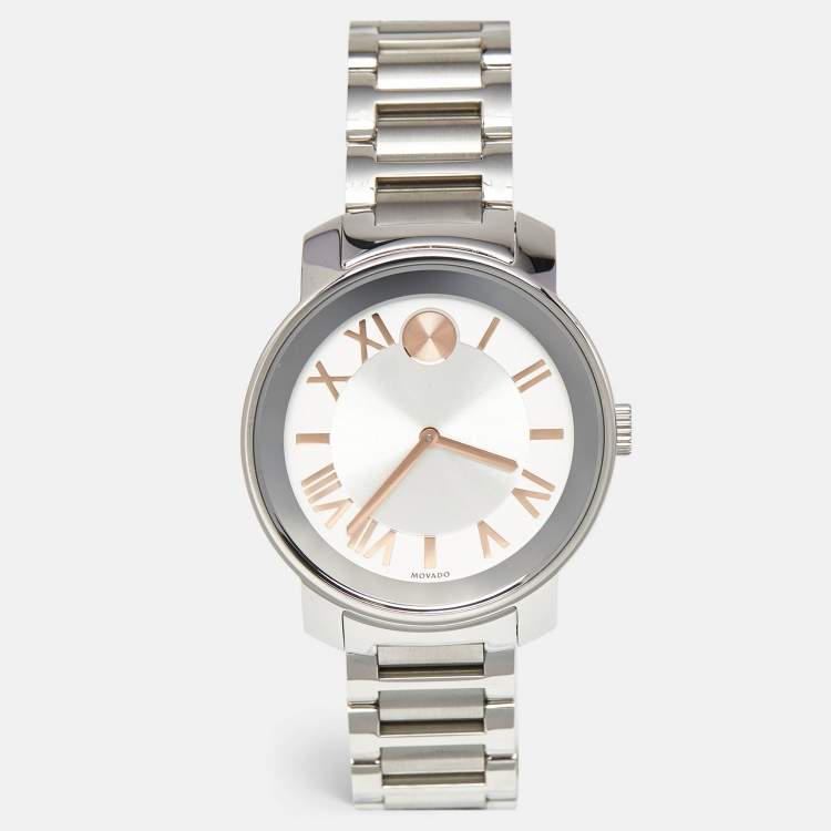 Pre Owned Movado Silver Dial Stainless Steel Bold 3600196 Men's Wristwatch 39 mm