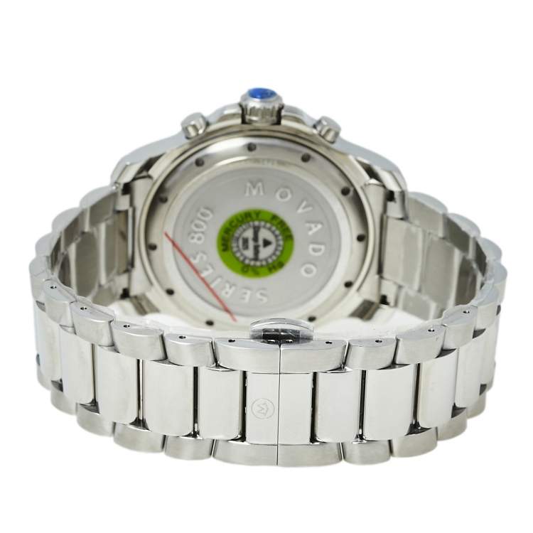 Pre Owned Movado Blue Stainless Steel Series 800 Chronograph MO.14.1.27.1425.1127.10/3 Men's Wristwatch 42 mm