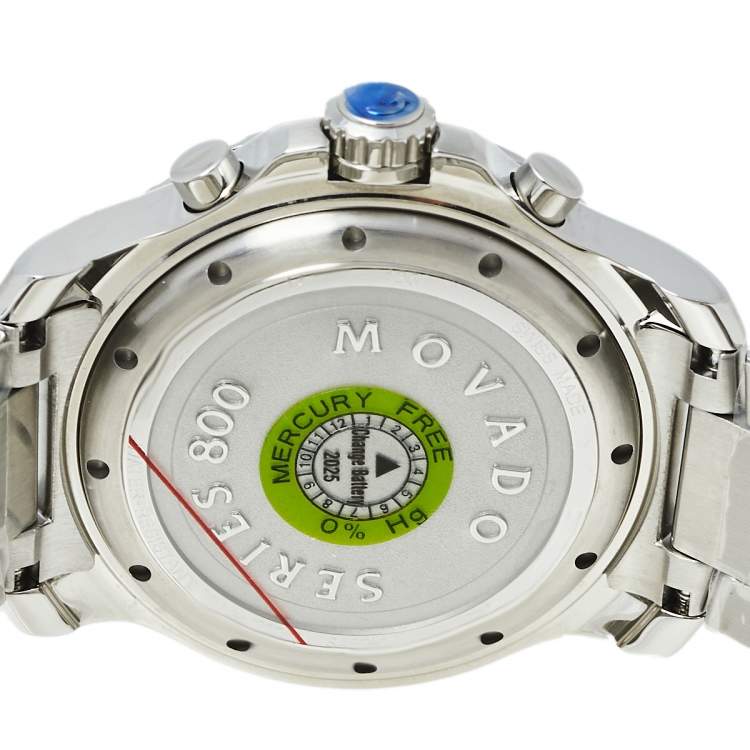 Pre Owned Movado Blue Stainless Steel Series 800 Chronograph MO.14.1.27.1425.1127.10/3 Men's Wristwatch 42 mm