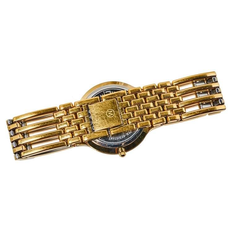 Pre Owned Movado Black Gold Plated Stainless Steel Esperanza Men's Wristwatch 32.50 mm