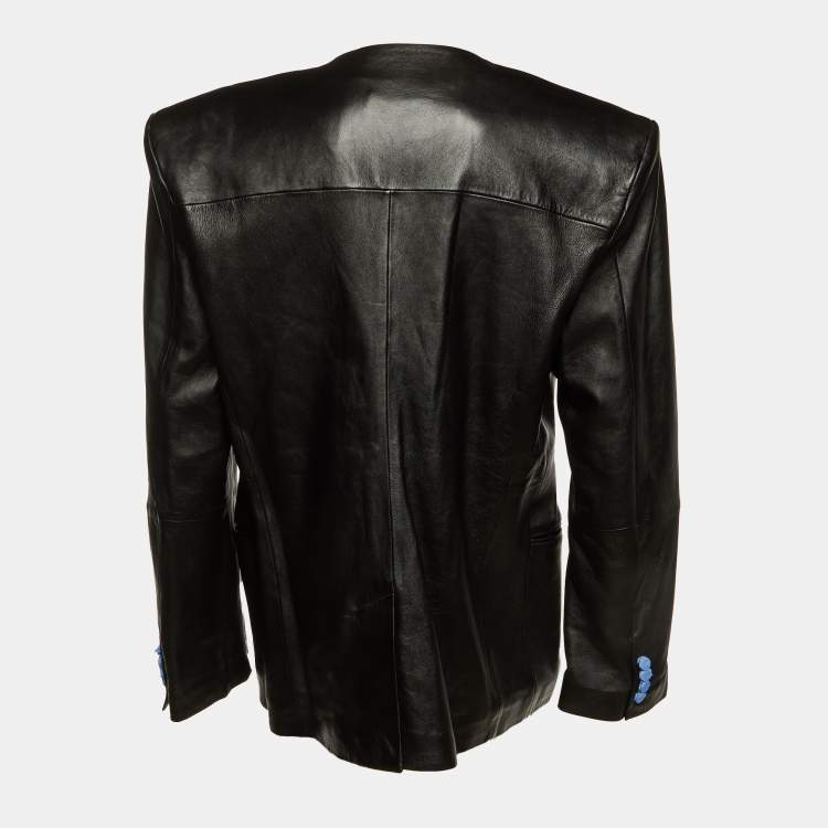 Pre Owned MUGLER X HM Black Faux Leather Jacket XXL 