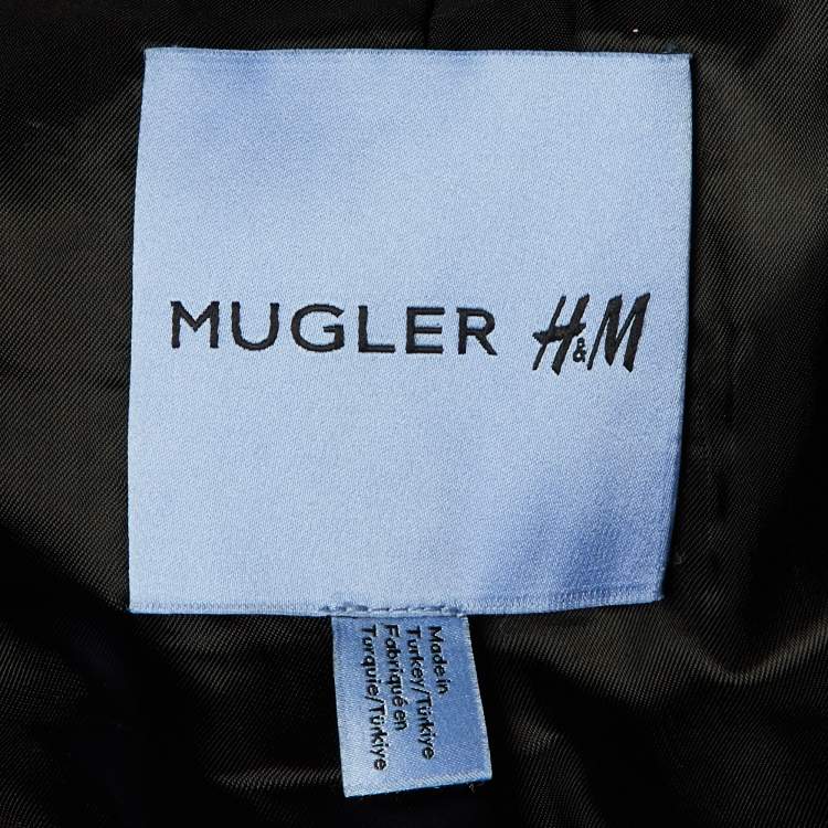 Pre Owned MUGLER X HM Black Faux Leather Jacket XXL 