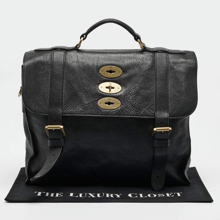 Pre Owned Mulberry Black Leather Ted Convertible Messenger Bag