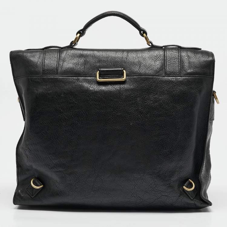 Pre Owned Mulberry Black Leather Ted Convertible Messenger Bag