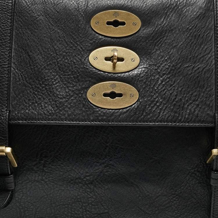Pre Owned Mulberry Black Leather Ted Convertible Messenger Bag