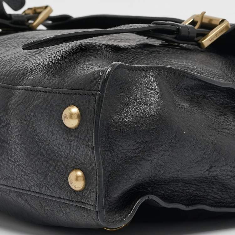 Pre Owned Mulberry Black Leather Ted Convertible Messenger Bag