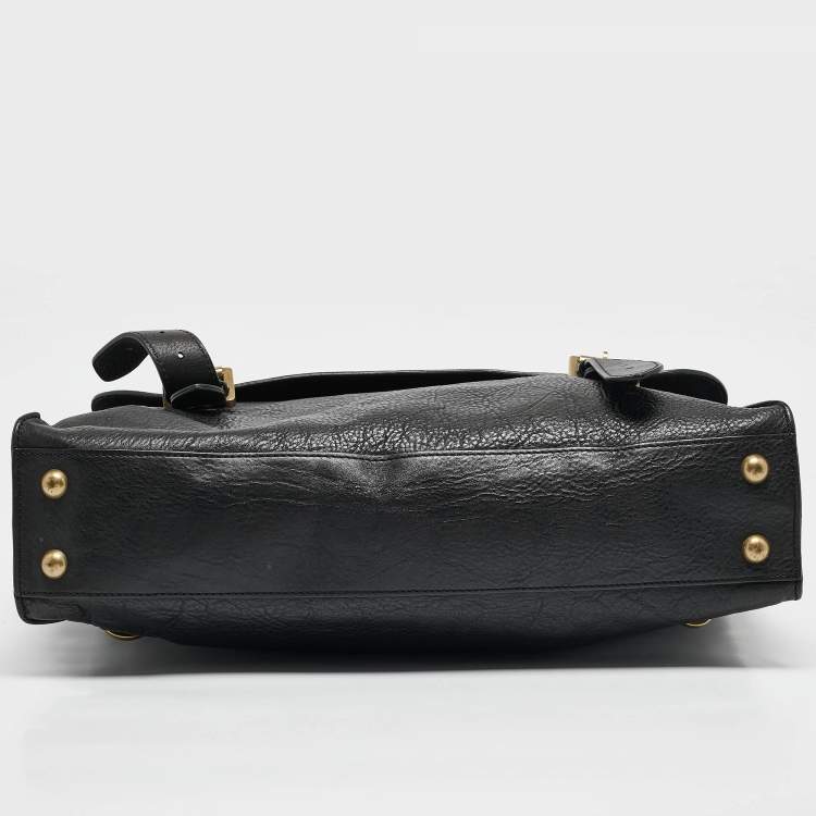 Pre Owned Mulberry Black Leather Ted Convertible Messenger Bag