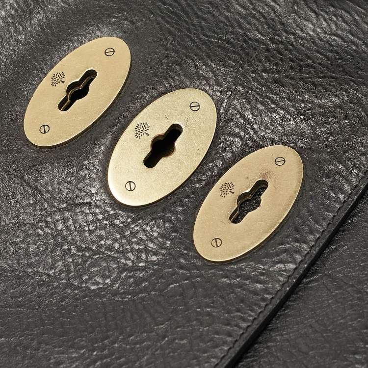 Pre Owned Mulberry Black Leather Ted Convertible Messenger Bag