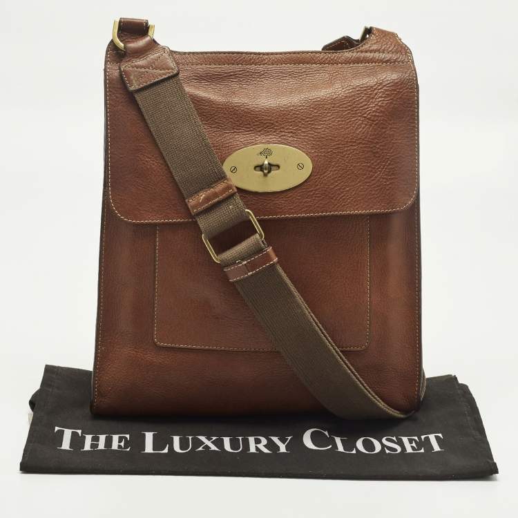 Pre Owned Mulberry Antony Large Brown Leather Messenger Bag