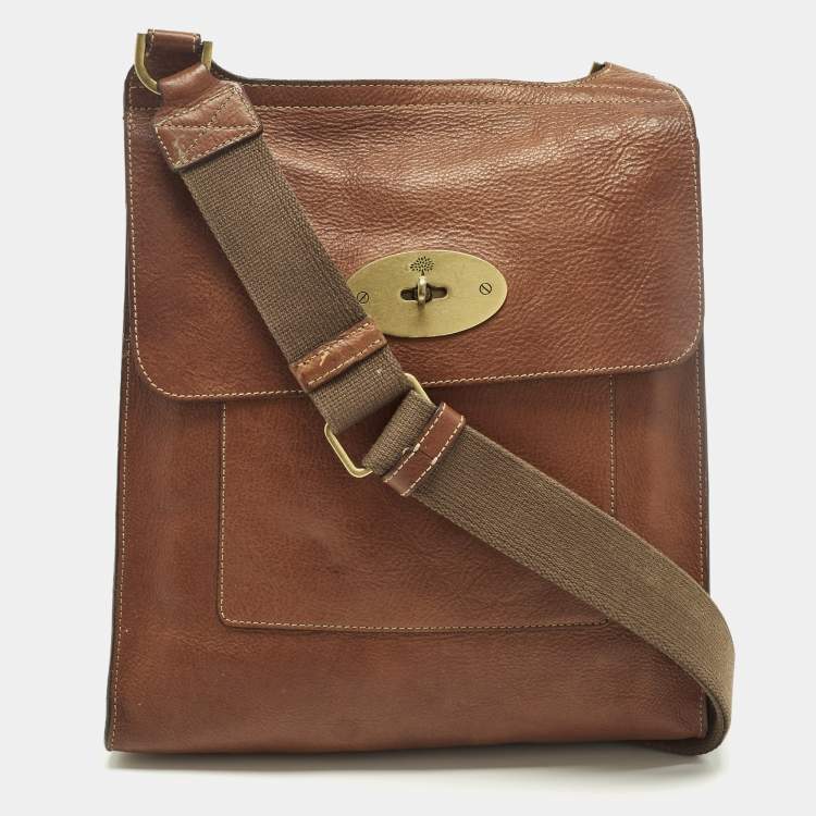 Pre Owned Mulberry Antony Large Brown Leather Messenger Bag