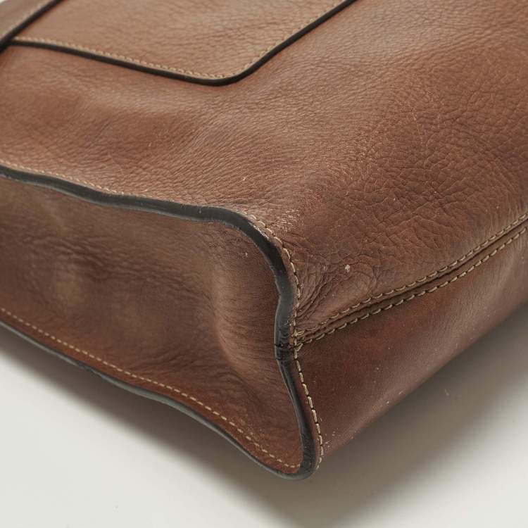 Pre Owned Mulberry Antony Large Brown Leather Messenger Bag