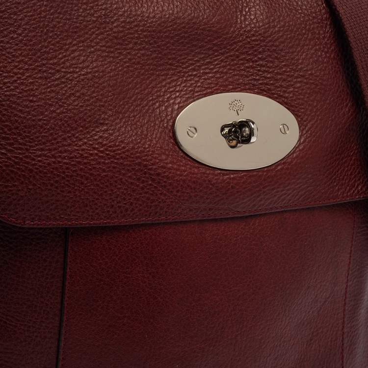 Pre Owned Mulberry Burgundy Leather Antony Messenger Bag