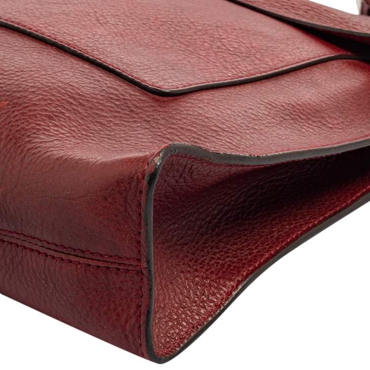 Pre Owned Mulberry Burgundy Leather Antony Messenger Bag