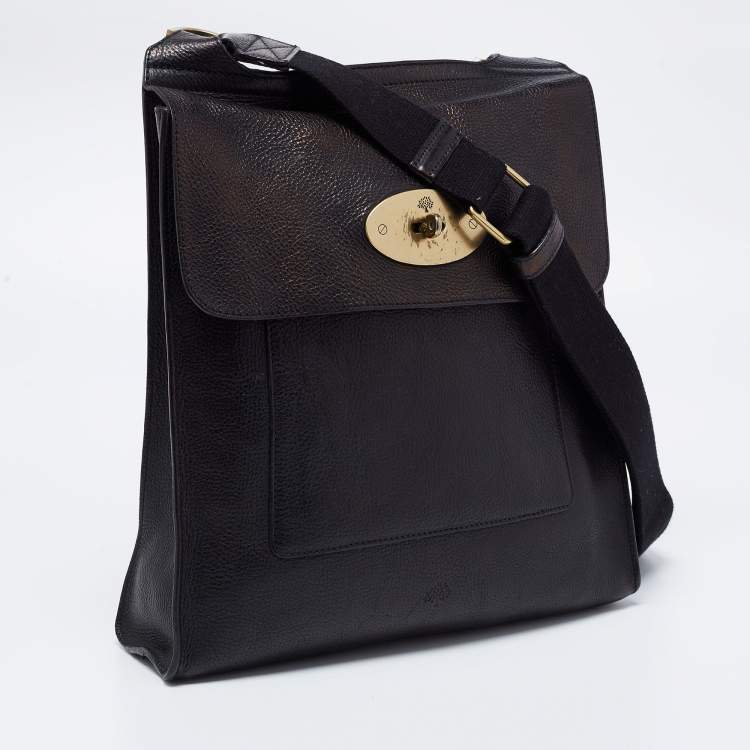 Pre Owned Mulberry Black Leather Antony Messenger Bag