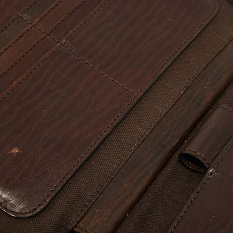 Pre Owned Mulberry Dark Brown Leather Double Zip Wristlet Pouch