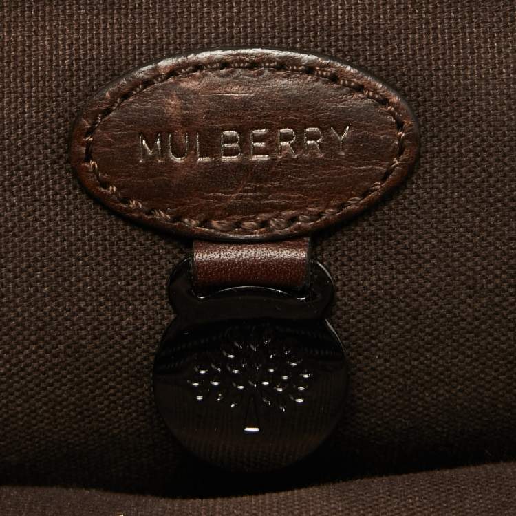 Pre Owned Mulberry Dark Brown Leather Double Zip Wristlet Pouch
