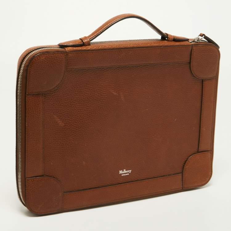 Pre Owned Mulberry Brown Leather Belgrave Document Portfolio 