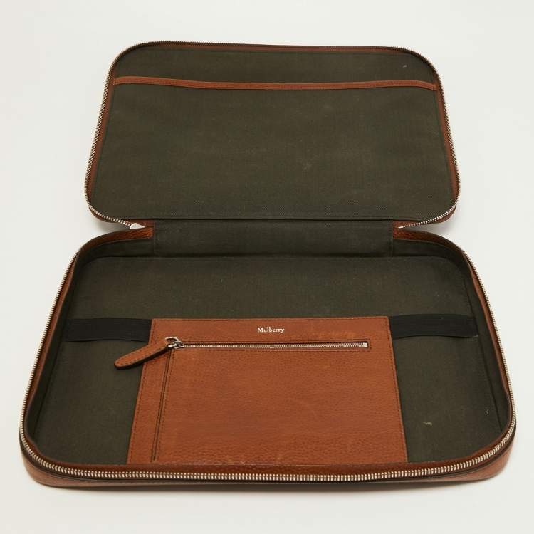 Pre Owned Mulberry Brown Leather Belgrave Document Portfolio 