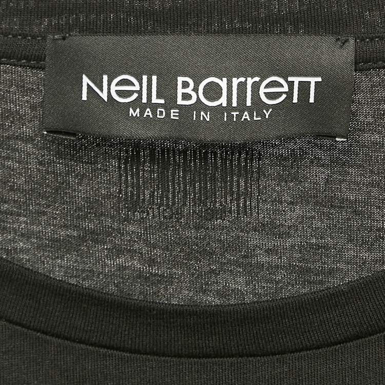 Pre Owned Neil Barrett Black Printed Cotton and Modal Round Neck T-Shirt M