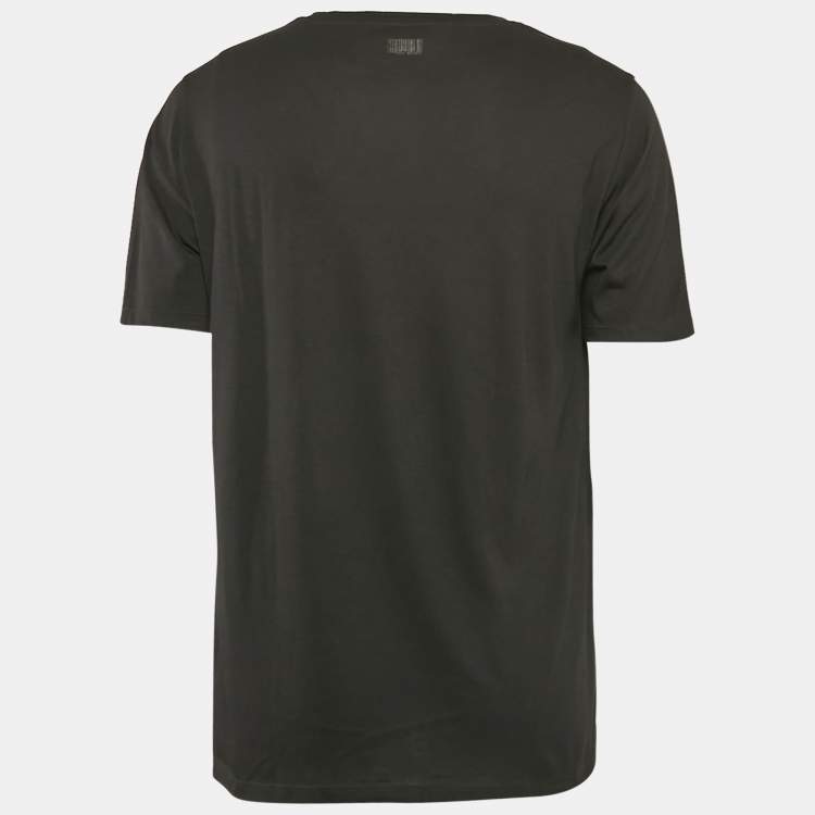 Pre Owned Neil Barrett Black Printed Cotton and Modal Round Neck T-Shirt M