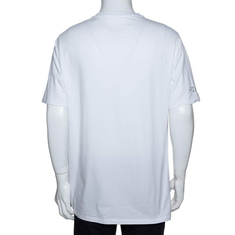 Pre Owned Neil Barrett White Boxing Brutus Print Cotton Crew Neck T-Shirt L