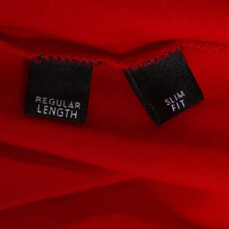 Pre Owned Neil Barrett Red & Black Cotton Varsity Slim Fit T-Shirt L